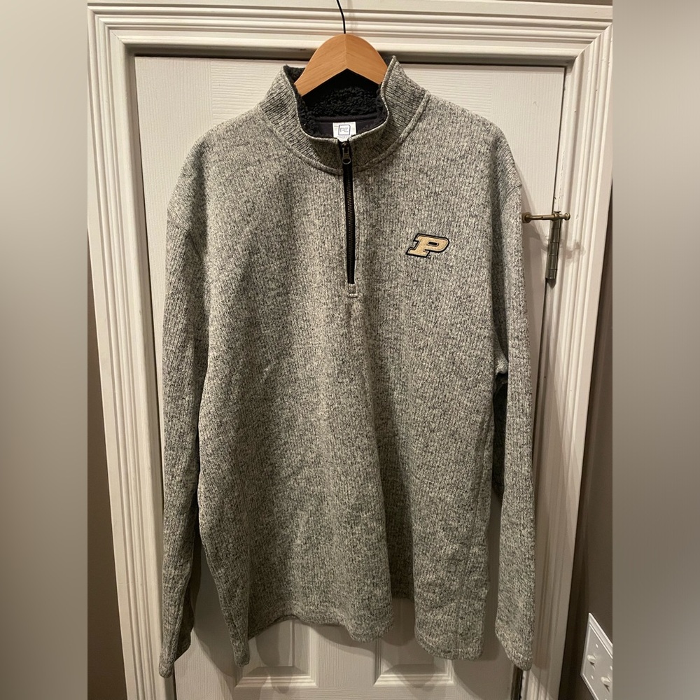 Grey Purdue University Quarterzip Sweater